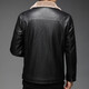 Hengyuanxiang new PU leather leather jacket men's autumn and winter solid color jacket velvet thickened jacket middle-aged men's warm tops black velvet 2XL