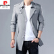 Pierre Cardin 2025 New Mid-Length Men's Windbreaker Spring and Autumn Slim British Style Trendy Handsome Jacket Men 8808 Off-White L 115-130Jin Jin is equal to 0.5kg Wear