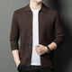 VWAYZZ light business long-sleeved knitted cardigan jacket men's spring and autumn new fashion casual wool knitted sweater gentleman men's clothing brown camel 2XL /180