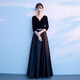 丽佰昕黑色大合唱团演出服女长裙主持人年会服装宴会高端大气指挥晚礼服 黑色 3XL  建议130-135斤