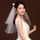 缔晶新娘头纱求婚领证蝴蝶结双层头纱结婚拍照旅拍仪式感白色婚纱