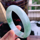 Privately owned floating green and white background green jadeite bracelet Burmese jade (processed) ice waxy sun green floating flower jade bracelet for women 52-53mm ring mouth