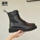 Senma comfortable outdoor fashion boots British lace-up thick-soled high-top Martin boots for women 620313307 piano black 38 size