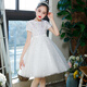 Disney Kinderkleid Prinzessin Kleid Sommer Mädchen Klavier Performance Kleidung Blume Kinder Hochzeitskleid Graduate Host Puffy Blick Rock LF9922 [Weiß] Kollektion mit Krone 110 cm