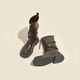 Nine-inch Sunshine Maillard Mid-Tube Martin Boots Women's Short Boots 2025 Spring and Autumn New Women's Shoes Western Retro Round Toe Thick Heel Fashion Boots Mid-Tube Boots Women's Brown 38
