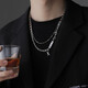 BJYL double-layer necklace for men's fashionable student letter pendant, versatile clavicle chain, personalized choker, clothing accessories, gift for boyfriend