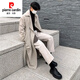 皮尔卡丹（pierre cardin）风衣男中长款过膝韩版英风休闲大衣春秋季男士风衣潮流风衣外套 卡其色【复合 加 厚】 XL