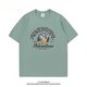 BEBW American fashion brand summer printed short-sleeved T-shirt men's 2024 new loose retro versatile base shirt casual top dark gray T-shirt-3884 S [75-95Jin[Jin equals 0.5 kg]]