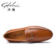 SATCHI new men's shoes are soft and breathable, men's business casual shoes, toe-layer cowhide, fashionable set-foot waxed leather shoes, fashionable brown 40, one size larger than the national code