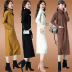 AUDDE2020 winter dress women's long sweater dress high collar pullover knee long skirt long sleeve knitted dress yw15942 white one size