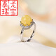 Ji Ge S925 silver inlaid with natural beeswax amber women's open ring personality temperament live buckle ring opening (one size fits all