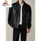 Scarecrow men's handsome and high-end men's motorcycle short leather jacket men's spring and autumn new trendy loose pu leather jacket black M weight recommended 105-125Jin Jin equals 0.5 kg