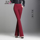 
Jingluo flare pants for women with elastic waists and slightly flared pants for women in spring and autumn elastic slim casual pants for women long trousers slim suit pants 9887 black flare pants (summer style) L