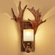 Shusheng European wall lamp indoor foyer Nordic retro industrial style deer antler lamp personalized creative living room aisle American antique deer head decoration B3036-black