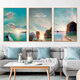 
Sensual painting living room decoration painting sofa background wall without punching hanging painting mural modern simple landscape landscape painting sea sunrise JD15286 50*70/50*70/50*70 Crystal picture ps black frame