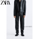 ZARA2023 new winter men's party series black leather leather pants 9953312800 black 38 (175/76A)