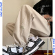 Idea Fan Fatty Large Size Casual Pants for Men's Spring and Summer Thin Style Loose Large Size Trendy Brand Wide Legs Students' Sneakers Sports Pants Trendy A001-K1049 Black XL 135-150Jin [Jin equals 0.5 kg]