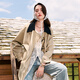 Betu Women's Autumn New Windbreaker Wilderness Maillard Color Block Lapel Windbreaker Jacket Women 2408T64 Khaki L