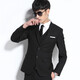Yhv suit suit men's slim fit youth interview suit business formal wear solid color college student best man wedding adult ceremony 1611 black two buckle XL (175) recommended 120-135Jin Jin equals 0.5 kg