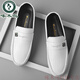 Woodpecker Marke Lederschuhe Bohnenschuhe Männer Herbst neue Männerschuhe Koreanische Version Vielseitige Männer lässige Lederschuhe ein Fuß Antrieb 825 Weiß 39