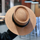 Jincheng Internet celebrity summer vacation beach sun protection straw hat men and women hand-woven wide-brimmed flat-brimmed socialite French top hat MA114 black strap/khaki flat-brimmed top hat adjustable