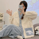 Modal Coral Velvet High-End Winter Cotton Sweet Girl Zweiteiler Pyjamas Herbst- und Winterstil plus Samt verdickte warme Haus 686 Pink Blumentasche Samt L [Empfohlen 100-120 Jin [Jin gleich 0,5 kg]]]