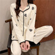 Langsha Sweet Pajamas Women's Cardigan Set Korean Style Long Sleeve Wearable Home Clothes Internet Celebrity Style Loose Women's Home Clothes L