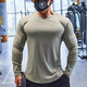 Lutielang fitness clothes sports T-shirt bottoming shirt men's long-sleeved elastic quick-drying muscle training running top sky blue L