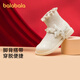 巴拉巴拉（BALABALA）女童靴子童鞋公主甜美春秋袜靴蝴蝶结简约新年中筒靴鞋 米白10301 21码