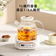 LOTOR Health Pot Office Teapot Home Mini Tea Maker Multifunctional Glass Kettle Small Flower Teapot Constant Temperature Electric Kettle White Soft Sound Soft Boil/Eight Functions 1L