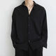 Tanghao Ice Silk Camisa negra Suit para hombres Mangas largas Desgaste sin planchar las mangas largas sueltas y casuales camisa blanca de niños blancos Camisa negra + pantalones negros + collar 2xl