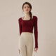 Youyou Yoga Wear Women's Sports 2025 Spring and Summer New Breathable Quick-Drying Pilates Training Wear Fitness Long Sleeve 34028 Burgundy Sports/Fitness/Yoga M (Recommended weight 100-110 Jin Jin equals 0.5 kg)