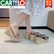 CARTELO brand internet celebrity slippers lazy people wear 2025 sandals rhinestones summer sponge cake heels high heels thick-soled women's sandals off-white - fat feet shot one size 35