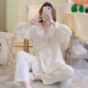 
Pregnant women pajamas spring and autumn cotton gauze confinement clothes summer postpartum mother breastfeeding pregnancy home clothing set for women Huang Juhua kimono A1047#A M 80-100Jin [Jin equals 0.5 kg]