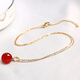 Xiyinfu natural agate bead clavicle chain women's chrysoprase pendant s925 silver chain ethnic style necklace 14mm red agate-gold buckle + chain