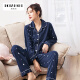 Silk Fanshi pajamas for men and couples, women's spring and autumn long-sleeved cotton men's pajamas, cardigans, casual home wear suits, men's fashion starry sky XXL