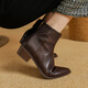 FZFD Top Layer Schaffell speicherte Zehen niedrige Absätze und Nacktstiefel für Frauen Retro -Stil einfach und vielseitig Winterstil Women Stiefel Dicke Absatz Stiefel für Frauen Single Lily Brown 38