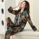 Modal pajamas women's pure cotton long-sleeved spring, autumn and winter cardigan large size loose middle-aged mother's home clothing set XEQ9906 L - weight 100-120Jin [Jin equals 0.5 kg]