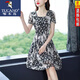 Woodpecker summer fashionable small chiffon dress ladies 23 new fashion retro summer short-sleeved floral skirt color [3923] M [Suggested 90-100]