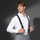 
Oufandi non-slip men's strap suspender X-shaped 4-clip adult trousers strap clip suit retro trendy black men's strap belt X-shaped 4-clip shoulder strap-1001
