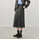 Shandubila temperament commuter skirt women's autumn and winter fashionable high-waisted pleated skirt mid-length A-line skirt dark gray M