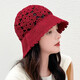 NZTK Fisherman Women's Hat Fin à la mode et à la mode Chatte de crochet creux de la femme Fleur en tricot en tricot en tout-coup montre le petit visage MT683 Bourgogne 55-60cm
