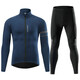 WOSAWE Road Bike Autumn and Winter Fleece Warm Cycling Suit Mountain Bike Fleece Windproof and Coldproof Jacket Top Sufengshi-Dark Blue Suit XL (Suitable for 80-90 kg)
