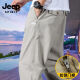 JEEP SPIRIT中老年男士休闲裤修身棉加大码直筒裤子夏季薄款运动裤子 JEEP-HD9201军绿 【夏季】 薄款 L 【120-140斤】
