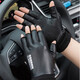 Zhugang Half Finger Gloves for Men and Women Winter Warm Anti-Slip Fingerless Cycling Driving Waterproof Plus Velvet Fishing Takeaway Cycling Outdoor Leather Two Finger-Men's Style