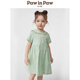 PawinPaw college style cartoon bear children's clothing 25 spring and summer new baby girl lace lapel plaid dress Green green/40 120