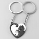 Lecari cat couple keychain A pair of pendants men and women key chain circle lovers day gift girlfriends Black silver cat couple key gifted box