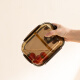 Van Gogh glass lunch box microwave oven borosilicon heat-resistant sealed refrigerator fresh-keeping box office worker heating and separation lunch box round two-grid 1050ml