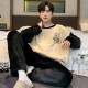 
Pajamas men's autumn and winter flannel thickened warm round neck cartoon students among teenagers loose men's home clothes WYEX3887 L (recommended 90-115 Jin [Jin equals 0.5 kg])