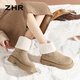 ZHR two-wear snow boots for women plus velvet and thickened women's boots lamb wool warm and increased Northeast cotton shoes JF72 Khaki 37